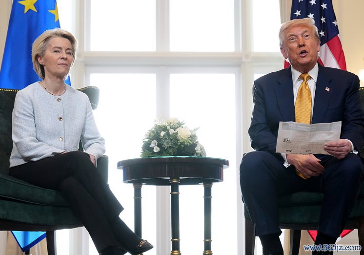 7月27日，特朗普与冯德莱恩在苏格兰会面，通知好意思欧齐备条约 视觉中国